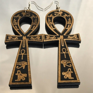 Egyptian Ankh Cross Wood‎ Engraved Symbols of Life